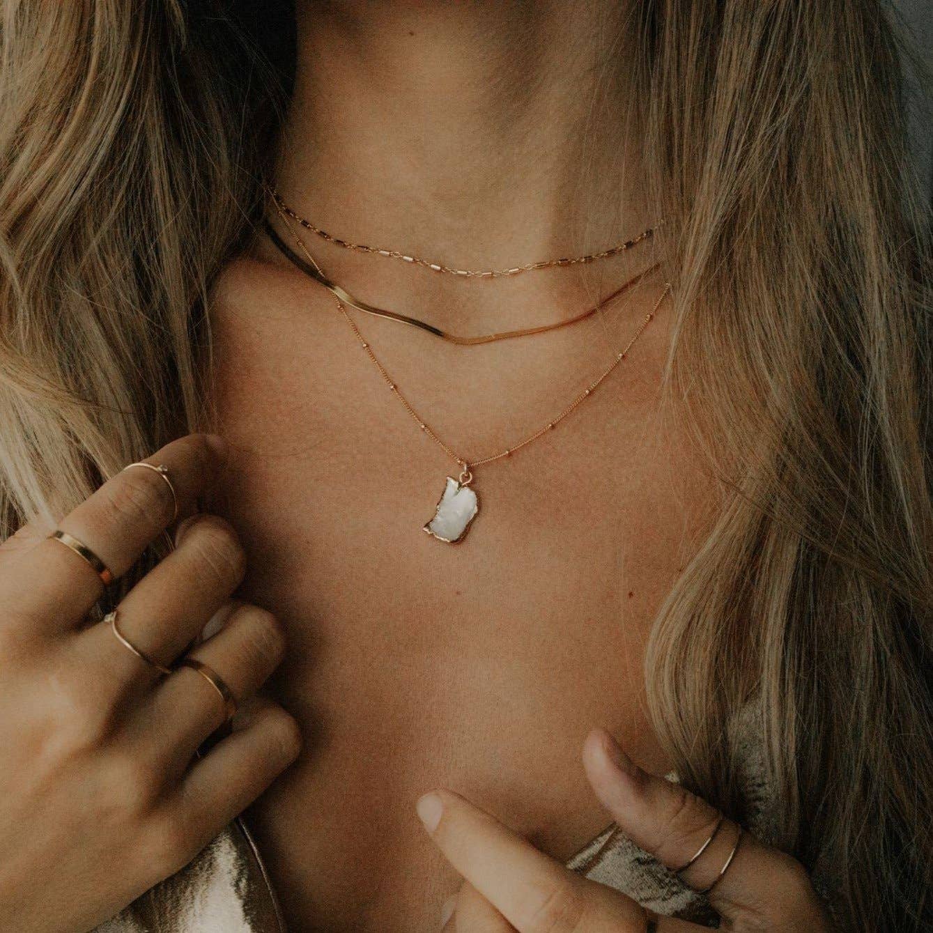 Gold Dipped Pearl Necklace: Gold