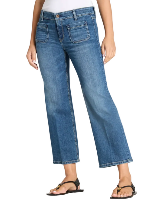 Tess Pocket Cropped Jeans in Summer Glam Used