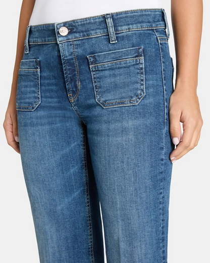 Tess Pocket Cropped Jeans in Summer Glam Used