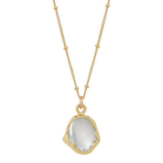 Gold dipped freshwater pearl pendant on 18-inch gold satellite chain necklace