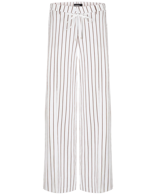 Adrienne Pants in White/Coffee Stripe