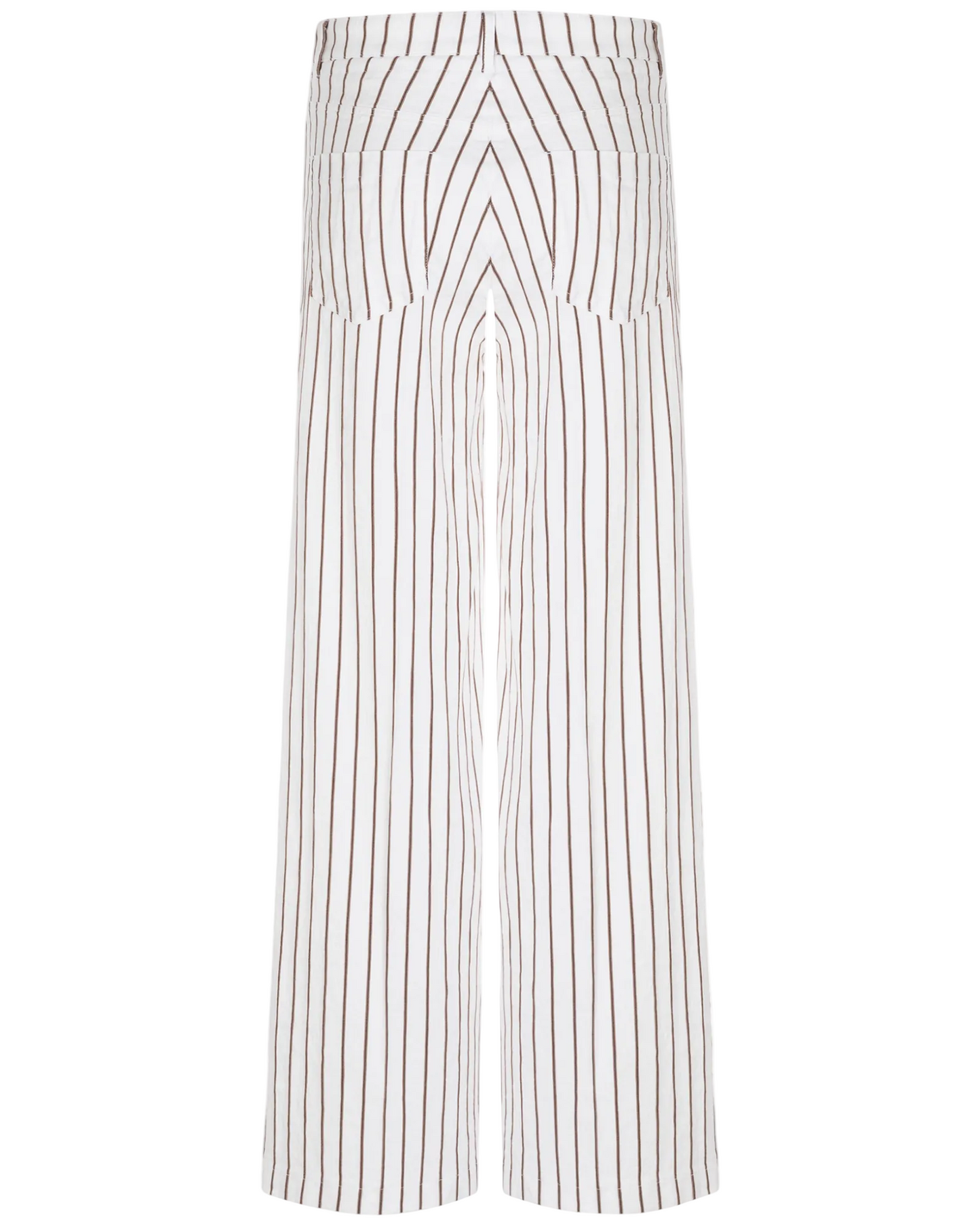 Adrienne Pants in White/Coffee Stripe