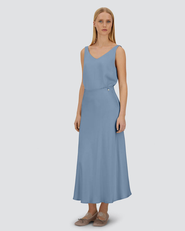Satin Tank in Stone Blue