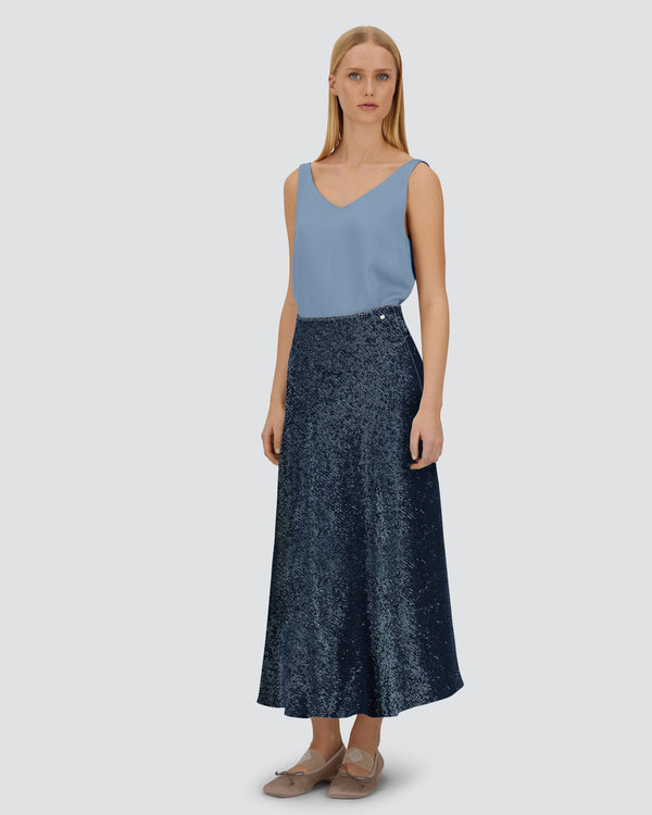 Sequin Skirt in Stone Blue