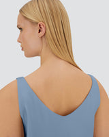 Satin Tank in Stone Blue