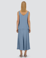 Satin Tank in Stone Blue