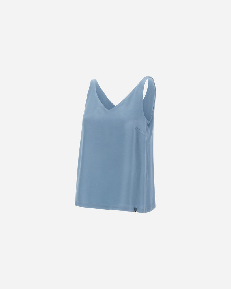 Satin Tank in Stone Blue