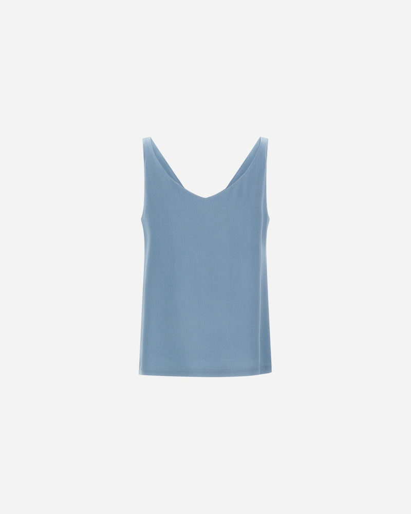 Satin Tank in Stone Blue