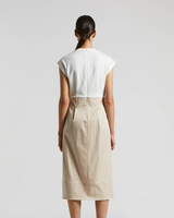 Midi bi-material dress