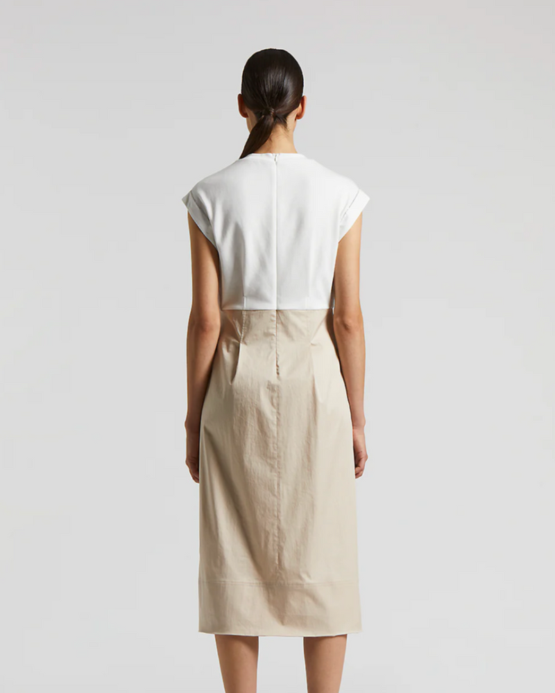 Midi bi-material dress
