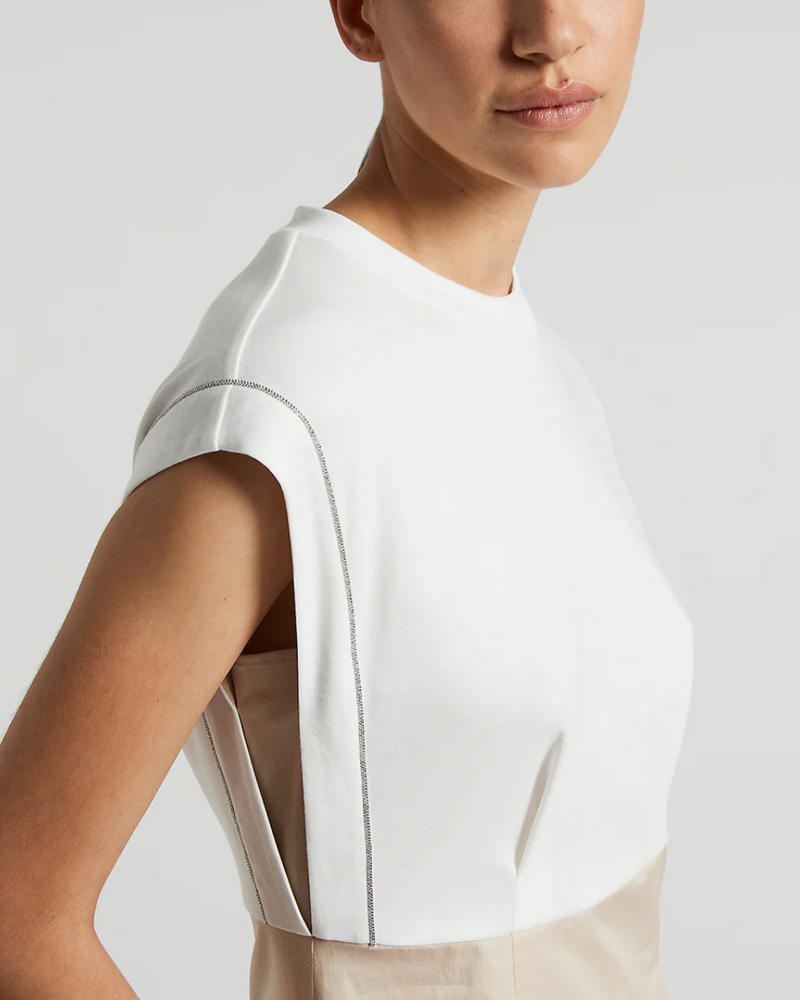 Midi bi-material dress