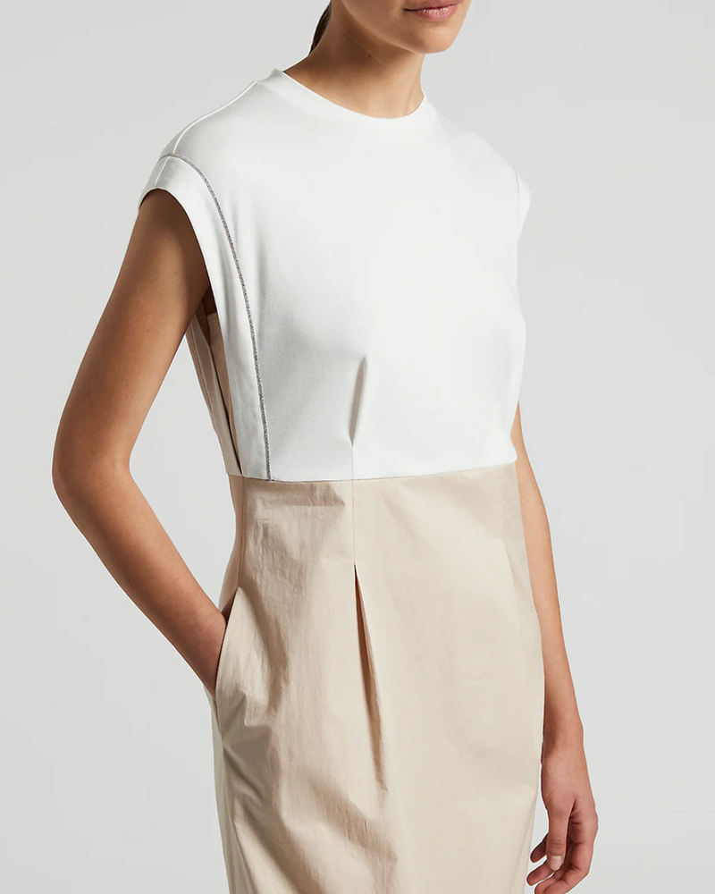 Midi bi-material dress