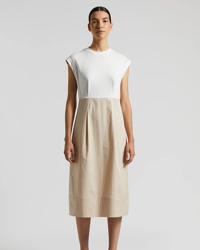 Midi bi-material dress