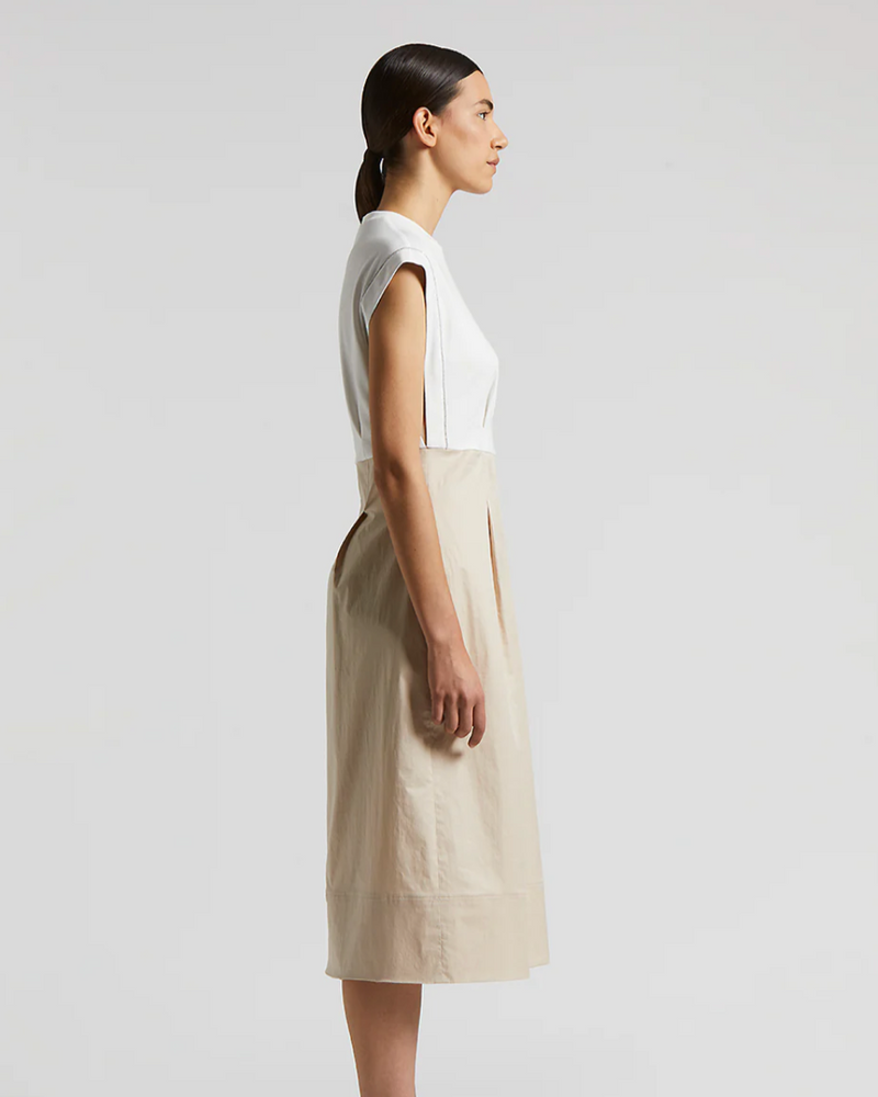 Midi bi-material dress