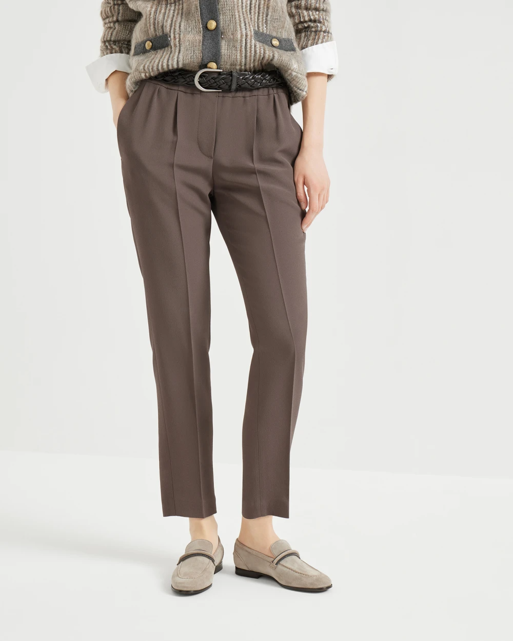 Brunello Cucinelli Tailored Jogger Trousers in Cocoa