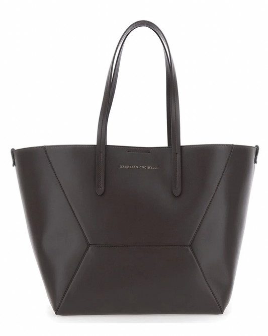 Brunello cucinelli Calfskin BC Duo Bag in Testa Moro