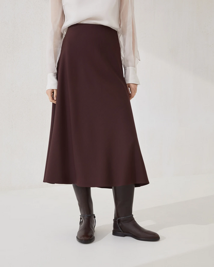 Brunello cucinelli Twill Flute Skirt in Burgundy
