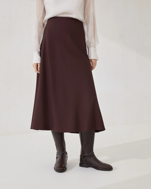 Brunello cucinelli Twill Flute Skirt in Burgundy