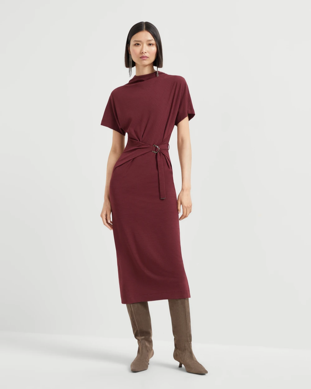 Brunello cucinelli Wrap Belt Dress in Amaranth