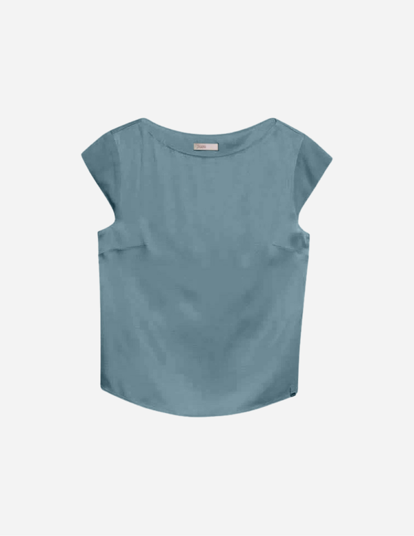 Woven Blouse in Stone Blue