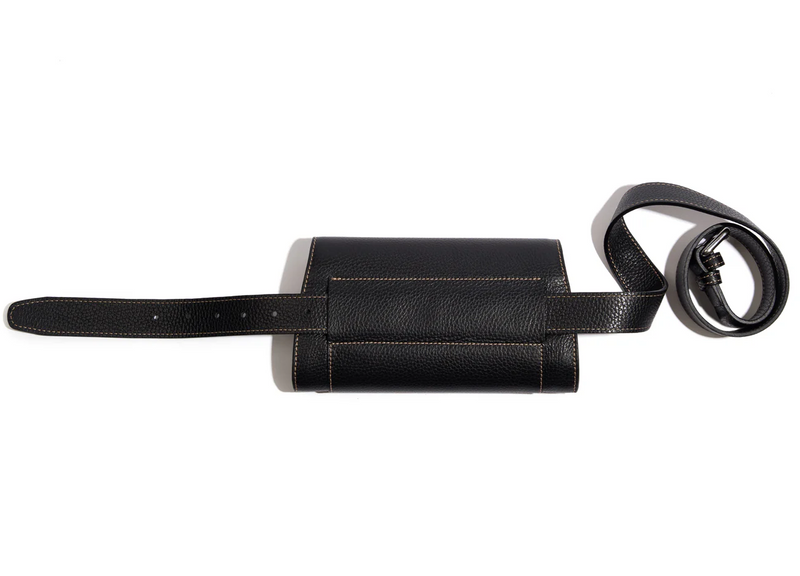 Clutch Con Cinta in Black Pebble