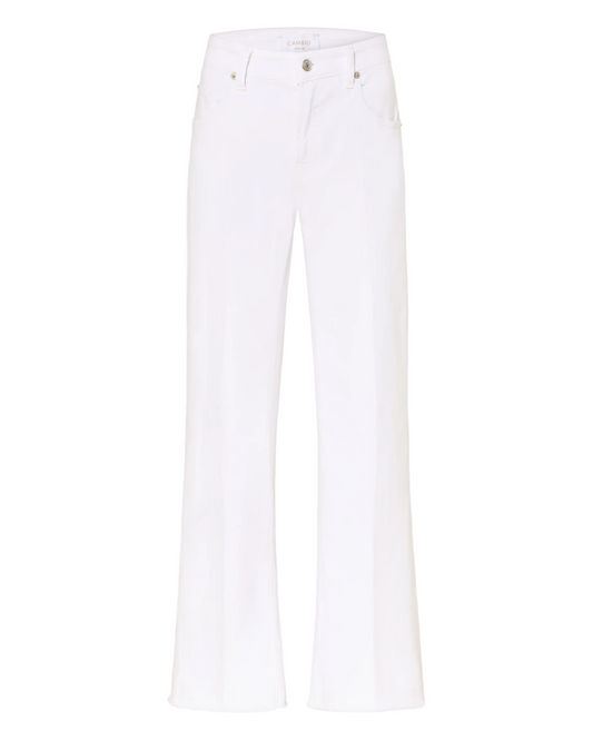 Felina Cropped Jeans in Pure White Stone Fringed