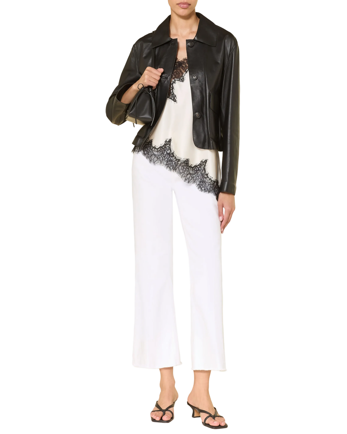 Felina Cropped Jeans in Pure White Stone Fringed