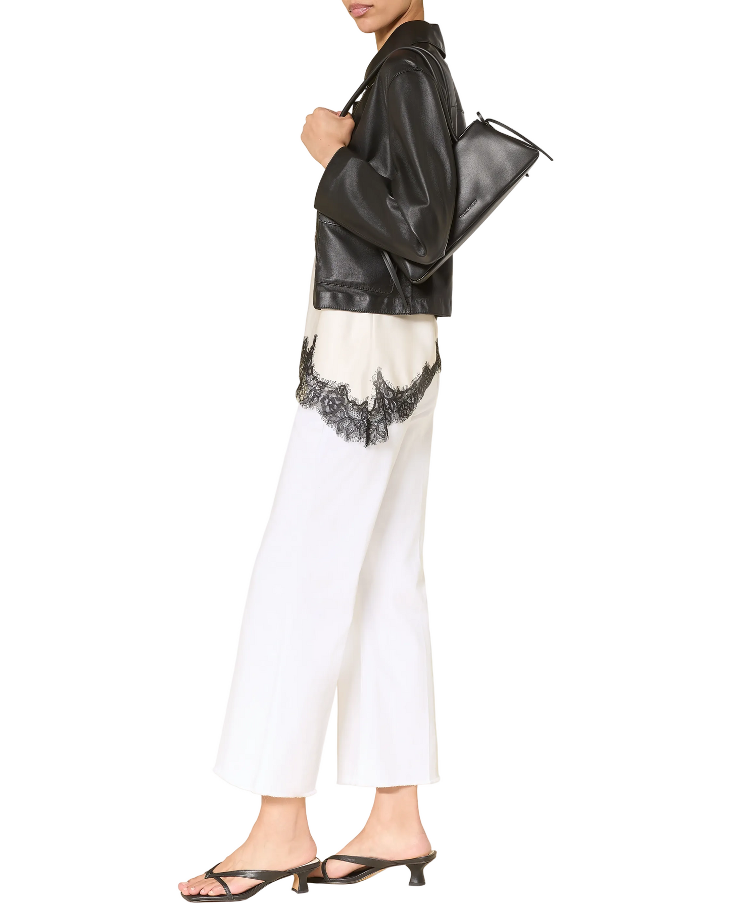 Felina Cropped Jeans in Pure White Stone Fringed