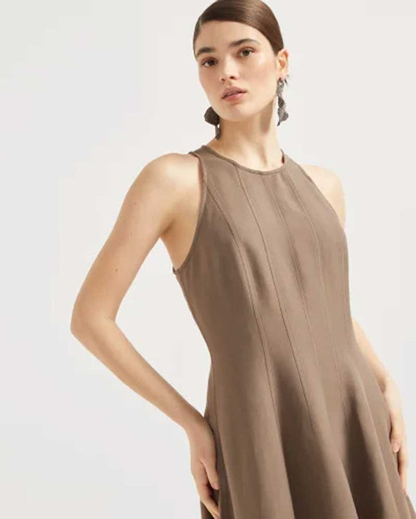 Twill Dress in Cocoa