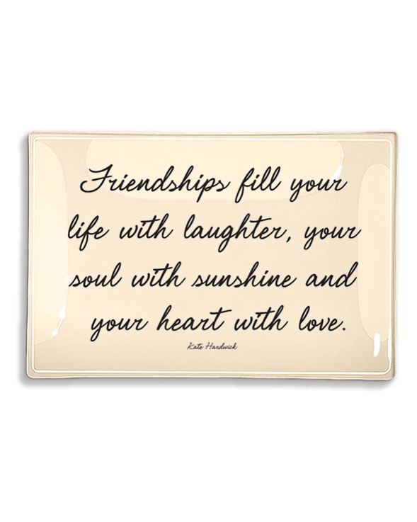 Friendships Fill Your Life 4" x 6" Decoupage Glass Tray