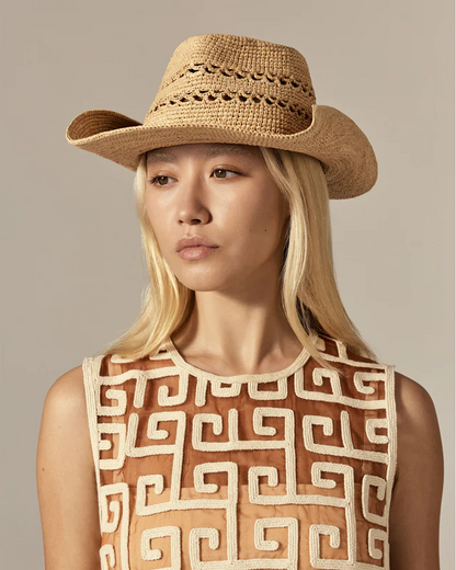 Gwen Raffia Fedora in Natural