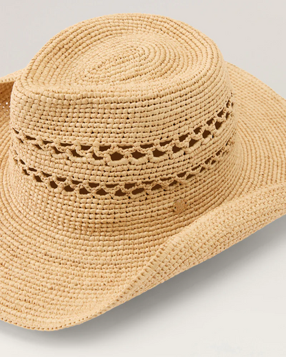 Gwen Raffia Fedora in Natural