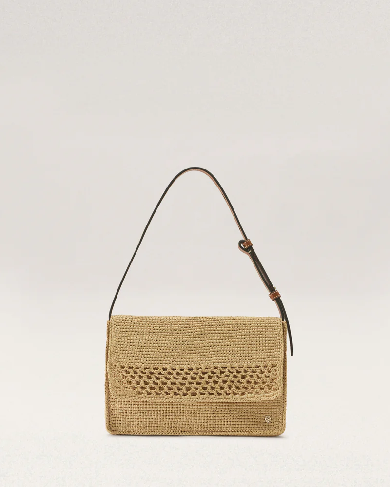 Poppy Raffia Crochet Crossbody in Natural