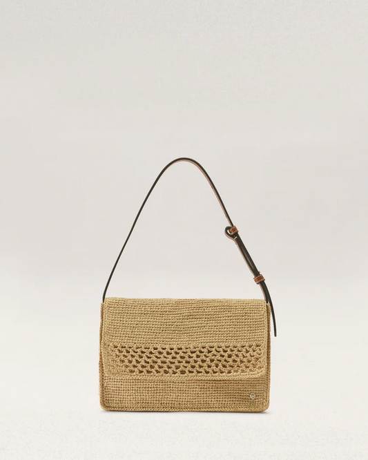 Poppy Raffia Crochet Crossbody in Natural