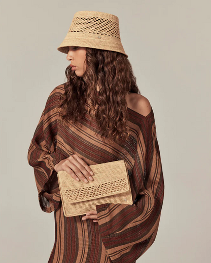 Poppy Raffia Crochet Crossbody in Natural