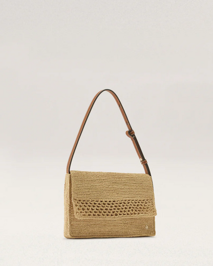 Poppy Raffia Crochet Crossbody in Natural