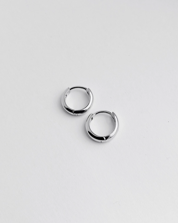 Norma Huggie Hoops in Sterling Silver