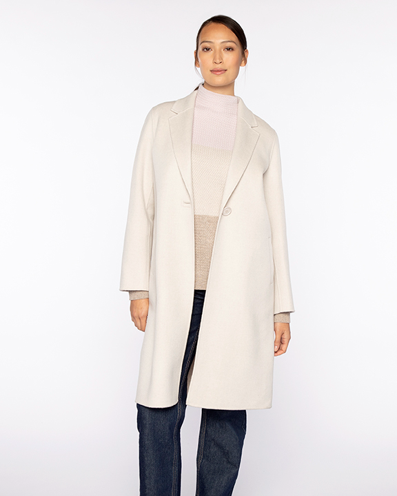 Long Notch Collar Coat in Birch