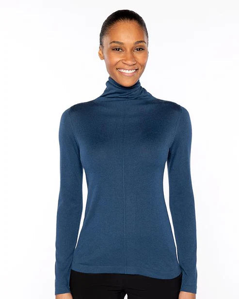 Long Sleeve Seamed Funnel in Sapphire