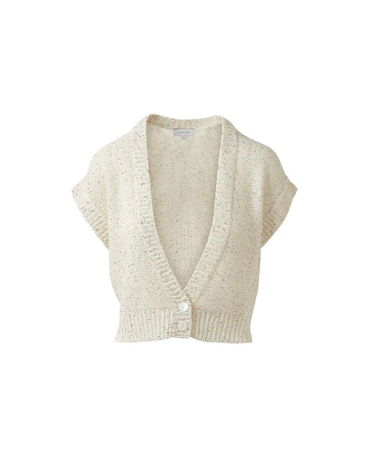 Sequin Cap Sleeve Cardigan in Ivory