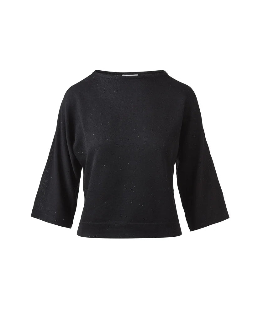 Sequin Easy Crop Pullover in Black