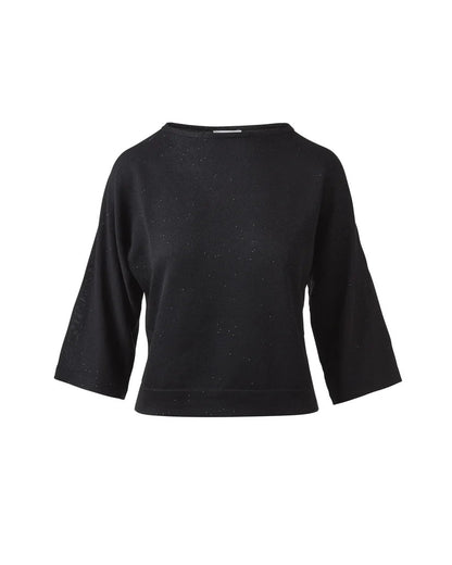 Sequin Easy Crop Pullover in Black