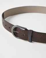 Glossy Hammered Calfskin Belt with Molini in Brown