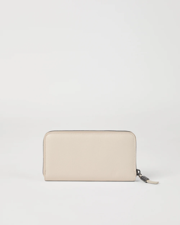 Leather Wallet with Monili in Ivory
