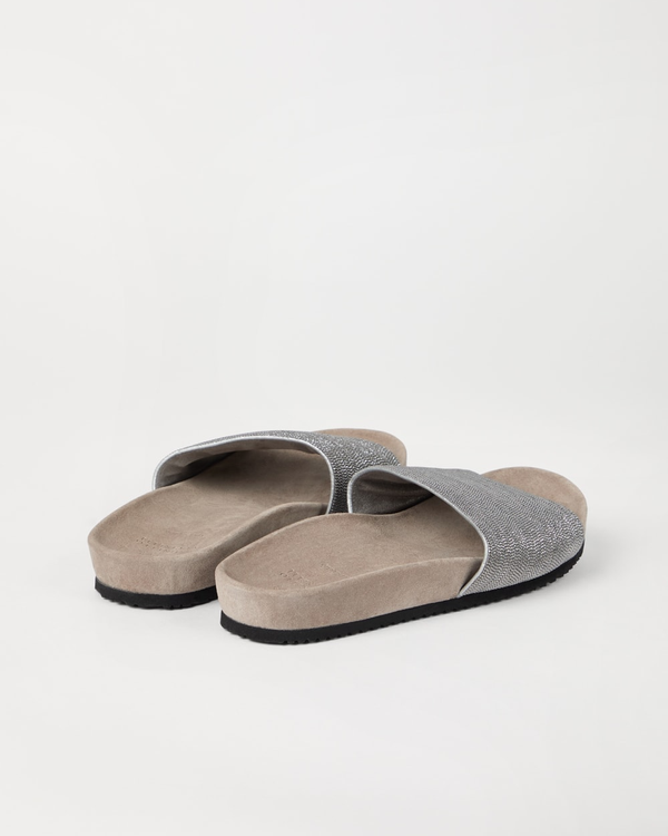 Suede Slides in Silver
