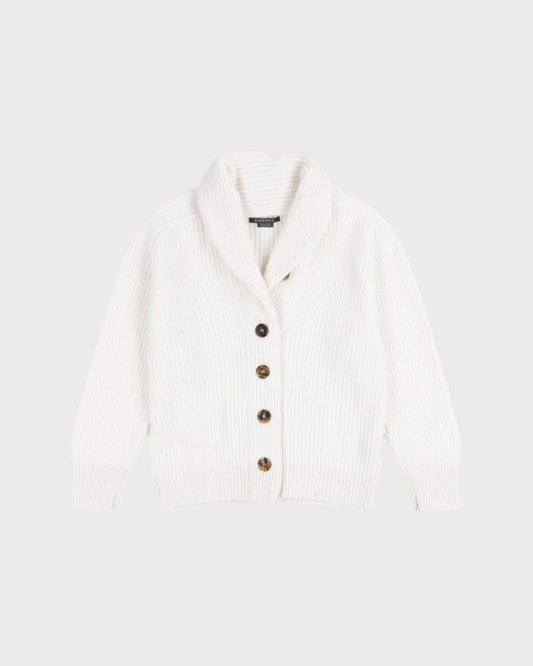 Mini Yacht Cardigan in Ice White