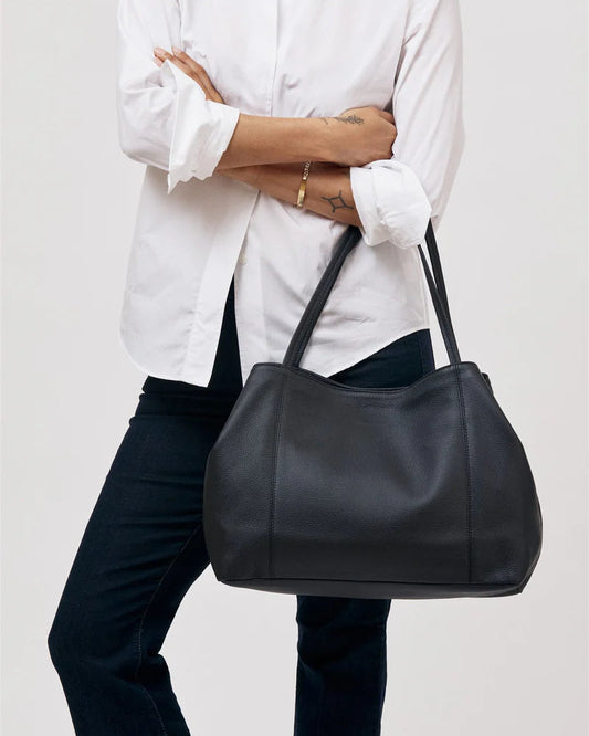 Makena Tote in Black Pebble Grain