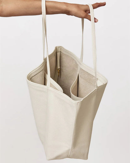 Makena Tote in Milk Pebble Grain