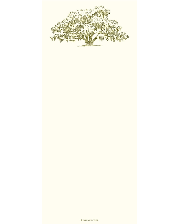 Cream notepad with olive green illustrated Southern live oak tree dripping Spanish moss