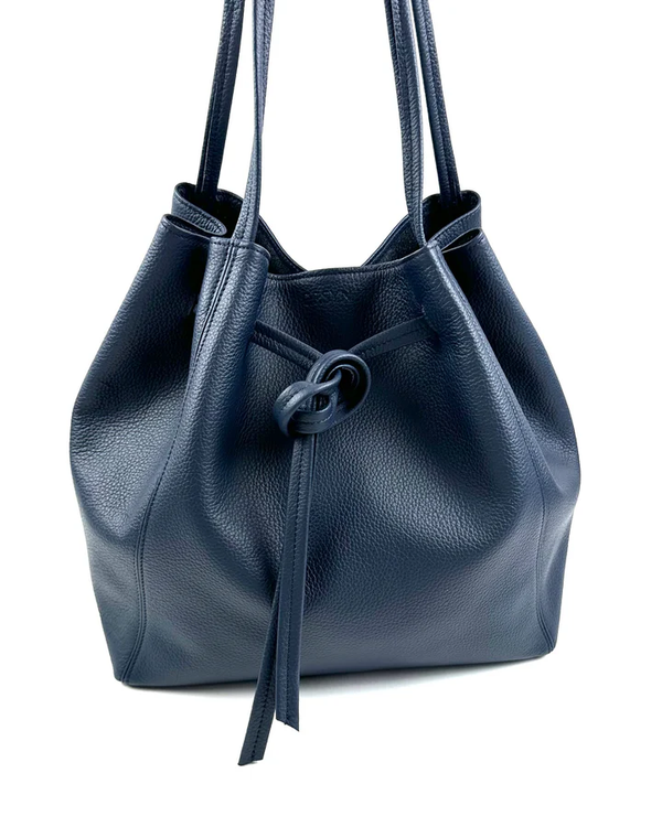 Florence Tote in Navy Pebble Grain